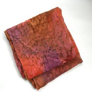 Hand Painted Dyed Red Pink Coral Purple Abstract Scarf Wrap